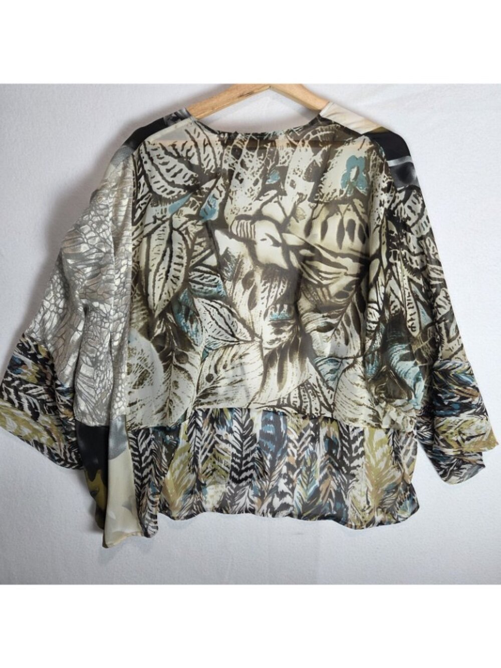 Chico's Travelers Duster 2 Large Sheer Boho Safari Lotus Mix Patchwork Kimono - Picture 2 of 6